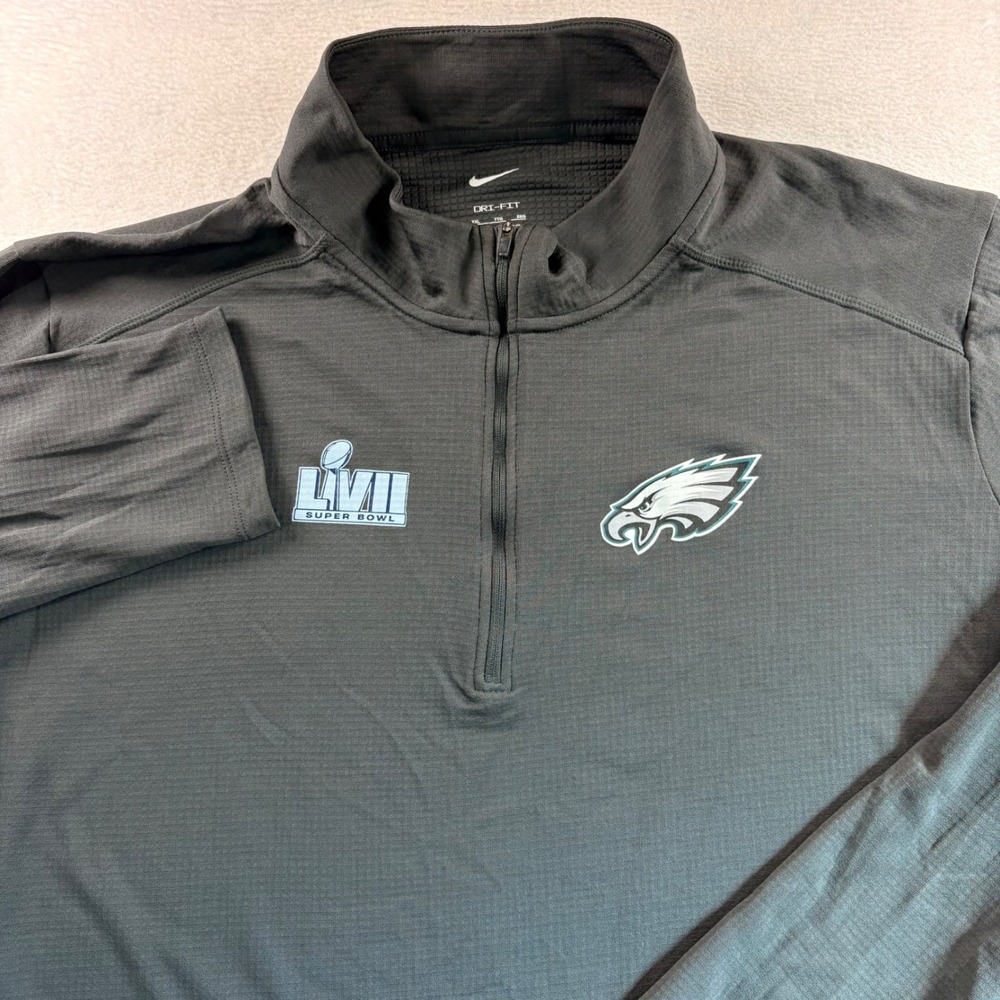 Nike Mens Philadelphia Eagles Super Bowl LVII Dri-FIT 1/4 Zip Gray XXL NKMI-06F